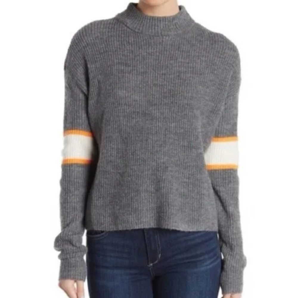 John + Jenn Varsity Stripe Sweater Mock Neck